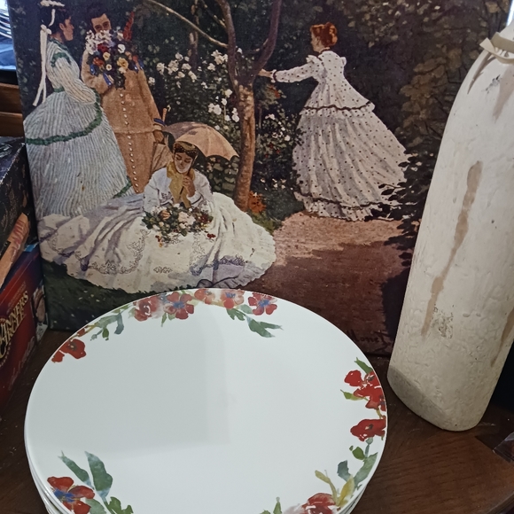 🍅🥪4 Tabletops Galler Plates 11”×2"🍛🍲 Hand Painted Set,NICE GIFT.🥙🥞🍱🎁 - Picture 14 of 14